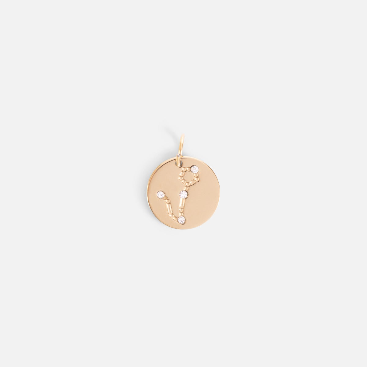 Small golden charm engraved with the zodiac constellation "pisces"