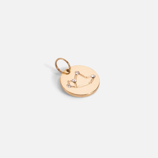 Load image into Gallery viewer, Small golden charm engraved with the zodiac constellation &quot;sagittarius&quot;
