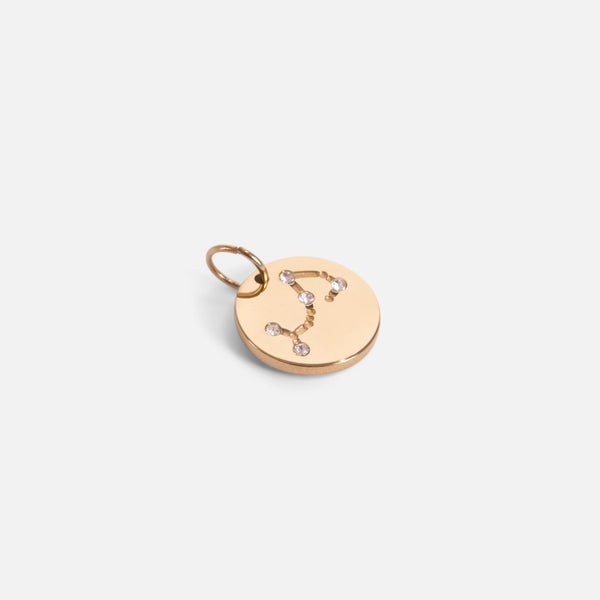 Load image into Gallery viewer, Small golden charm engraved with the zodiac constellation &quot;scorpio&quot;
