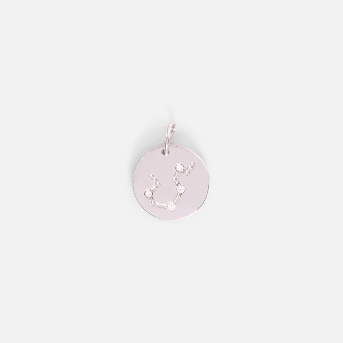 Small silvered charm engraved with the zodiac constellation "aquarius"