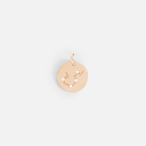 Load image into Gallery viewer, Small golden charm engraved with the zodiac constellation &quot;aquarius&quot;
