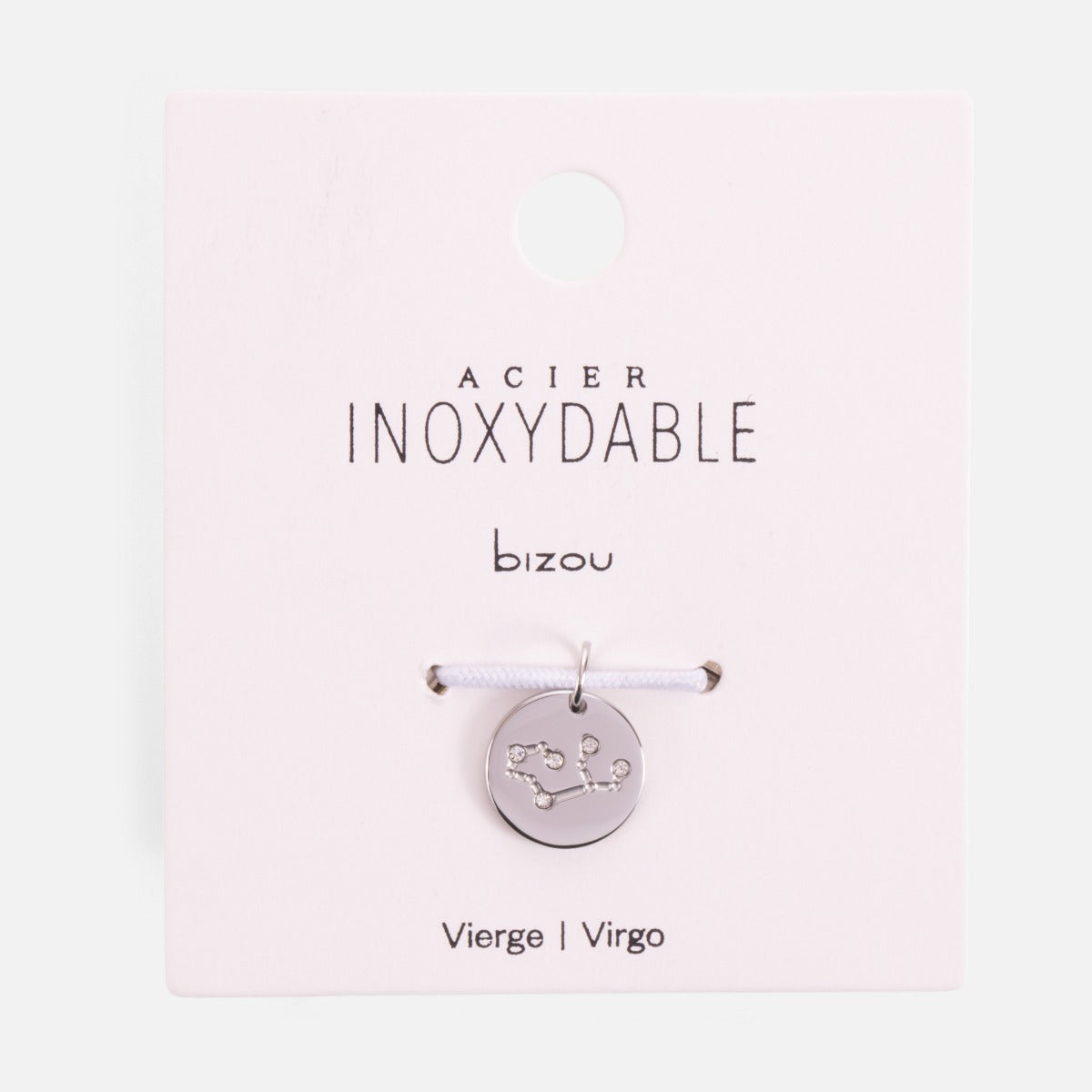 Small silvered charm engraved with the zodiac constellation "virgo"