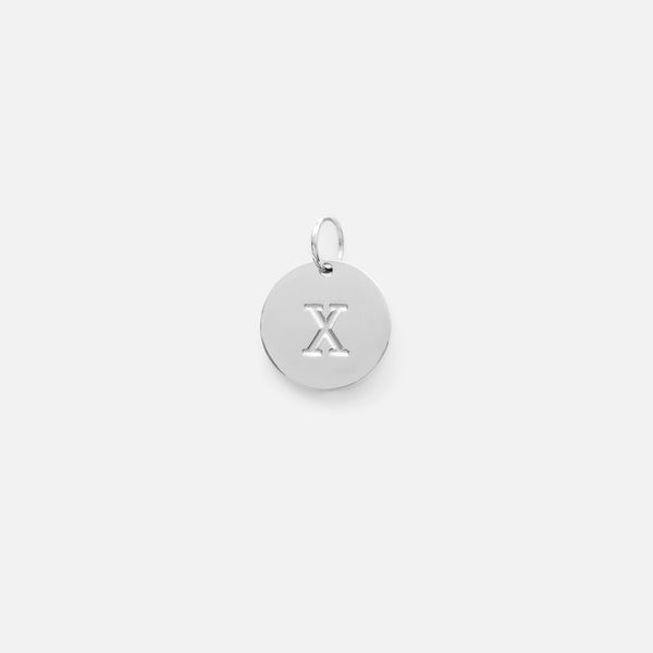 Load image into Gallery viewer, Small symbolic silvered charm engraved with the letter of the alphabet &quot;x&quot;
