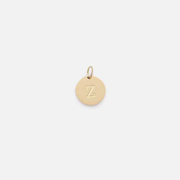 Charger l&#39;image dans la galerie, Petite breloque dorée symbolique gravée lettre de l’alphabet &quot;z&quot;
