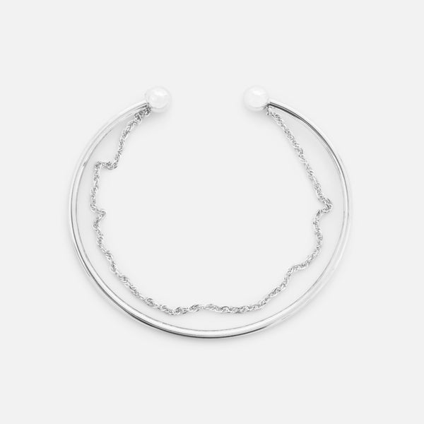 Charger l&#39;image dans la galerie, Bracelet flexible de type bangle argent avec chaîne singapour en acier inoxydable
