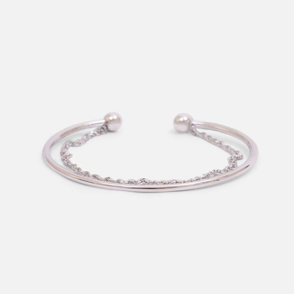 Load image into Gallery viewer, Flexible silver stainless steel bangle bracelet with singapore chain
