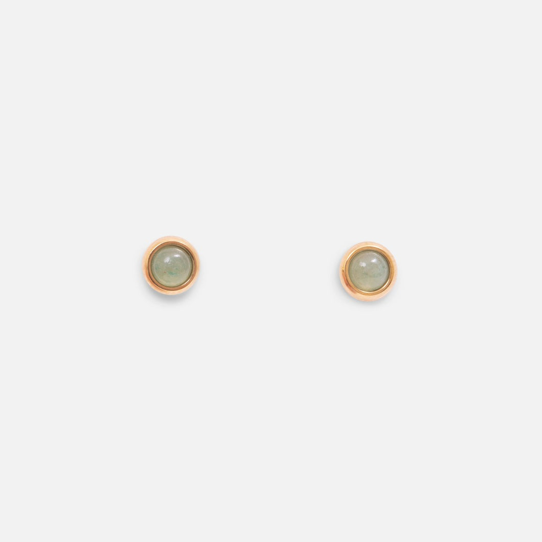 Boucles d’oreilles fixes nacre vert avec contour doré en acier inoxydable