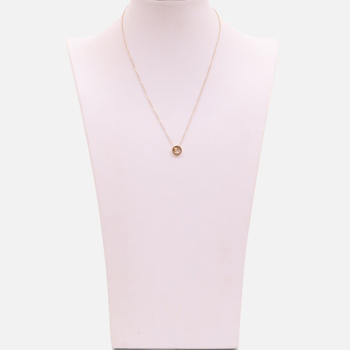 Golden stainless steel necklace with small round charm and bead