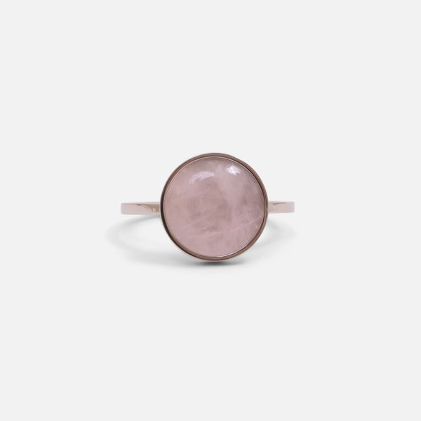 Load image into Gallery viewer, Silver stainless steel ring with pale pink mother-of-pearl round stone
