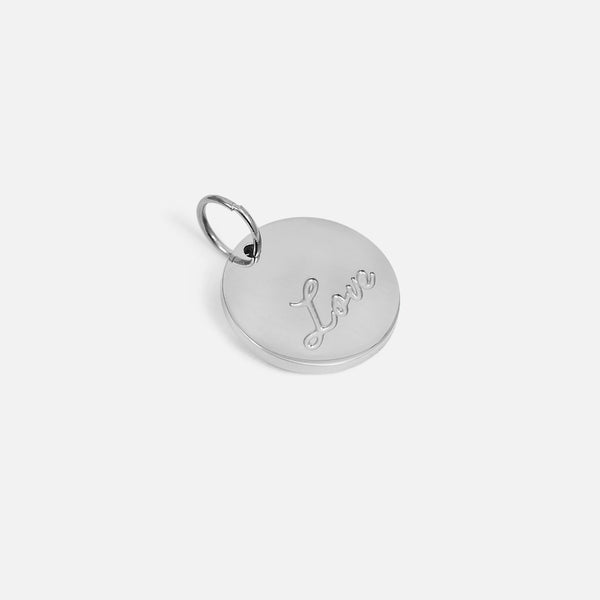 Load image into Gallery viewer, Small symbolic silvered charm engraved &quot;love&quot; wording 
