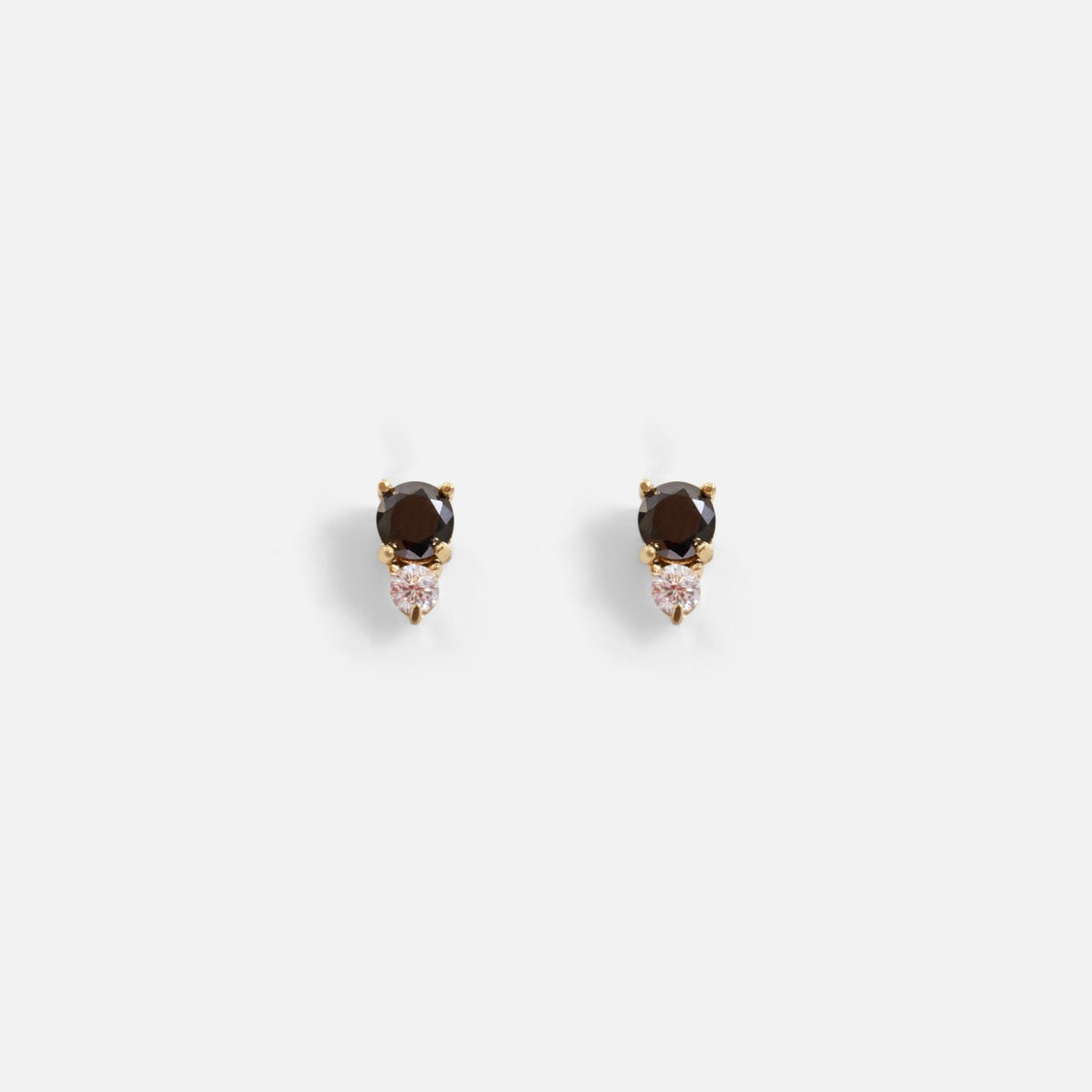 Boucles d’oreilles dorées en acier inoxydable et pierres zircons cubiques