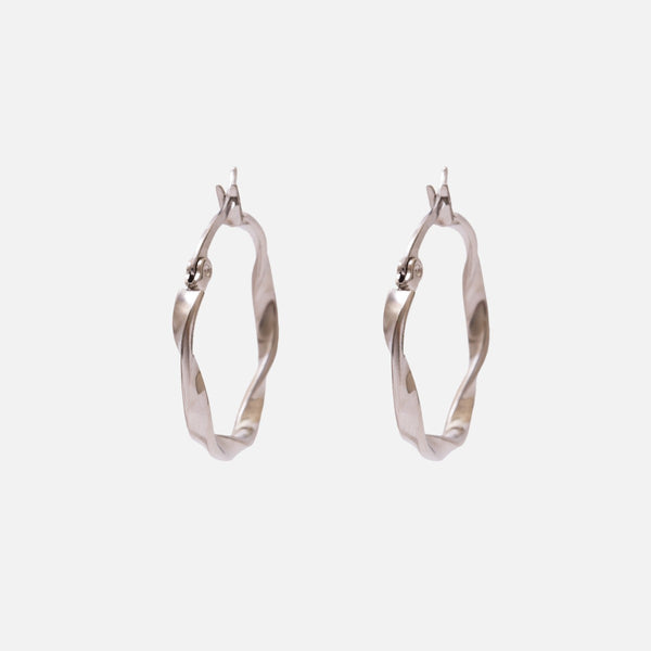 Load image into Gallery viewer, Twisted stainless steel silvered earrings
