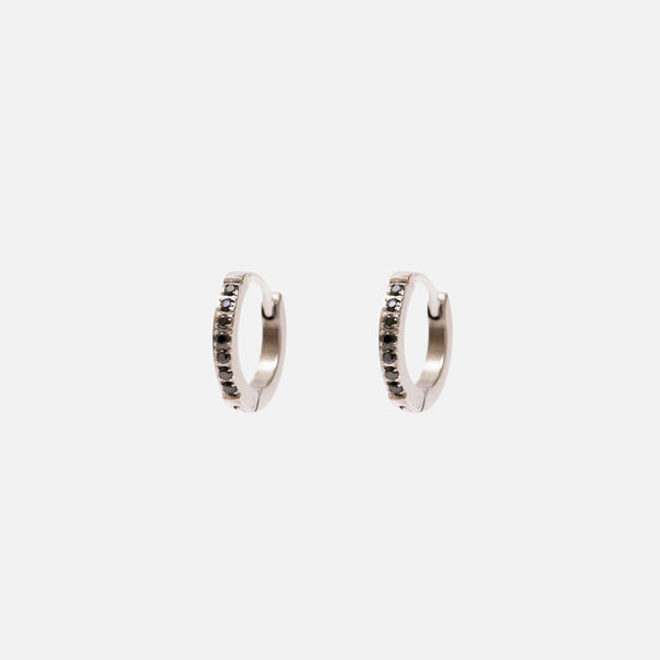 Load image into Gallery viewer, Stainless steel huggies earrings and glittering stones
