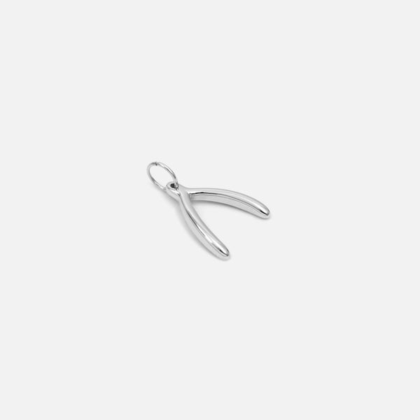 Load image into Gallery viewer, Small silver wishbone charm
