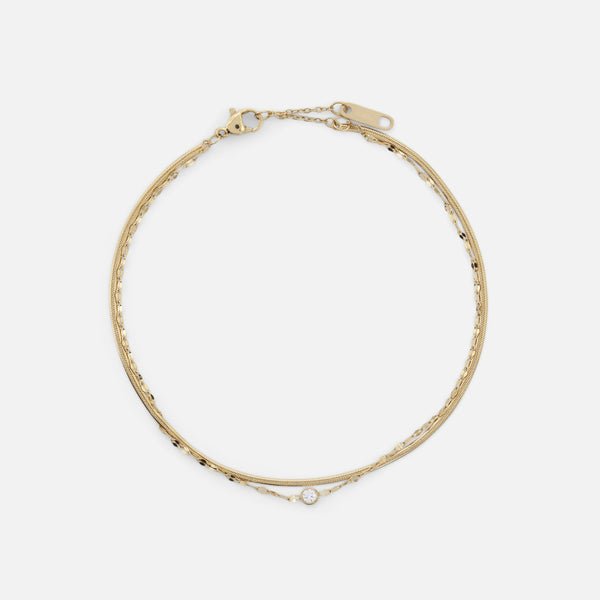 Load image into Gallery viewer, Stainless steel golden ankle chain with stone and snake chain
