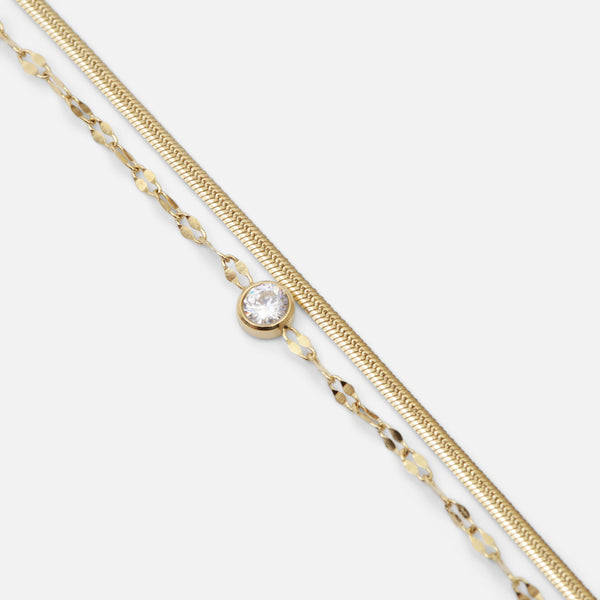Load image into Gallery viewer, Stainless steel golden ankle chain with stone and snake chain
