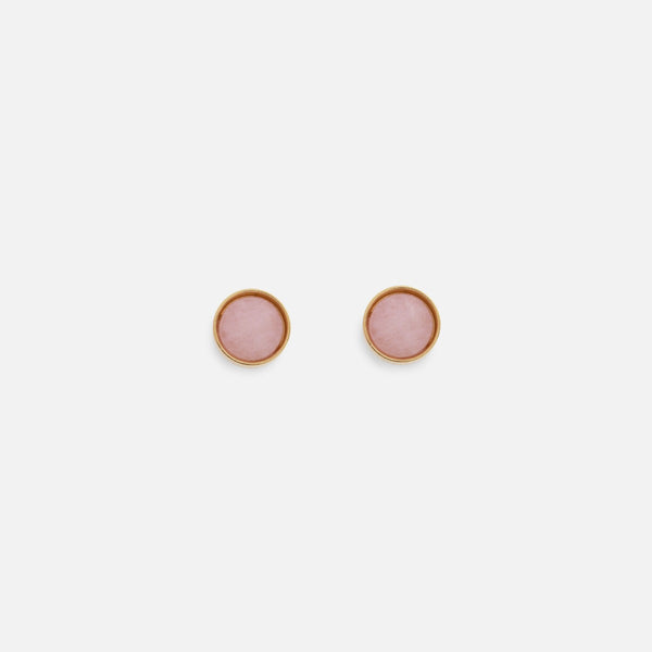 Charger l&#39;image dans la galerie, Boucles d’oreilles roses fixes avec contour doré en acier inoxydable
