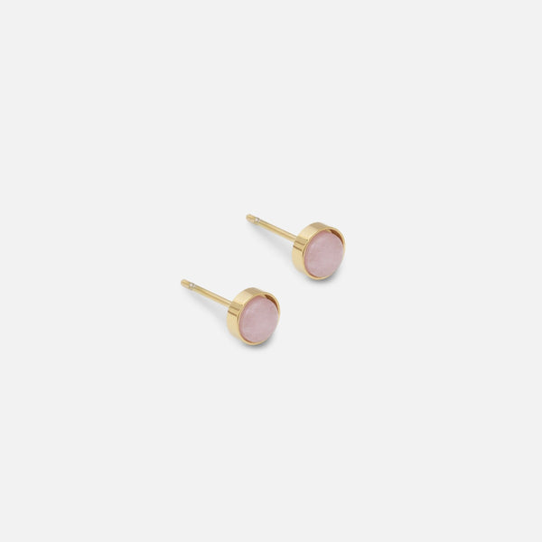 Charger l&#39;image dans la galerie, Boucles d’oreilles roses fixes avec contour doré en acier inoxydable
