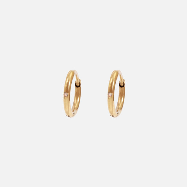 Charger l&#39;image dans la galerie, Boucles d’oreilles anneaux dorés avec insertion de pierres en acier inoxydable
