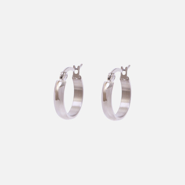 Charger l&#39;image dans la galerie, Petites boucles d’oreilles anneaux argent en acier inoxydable
