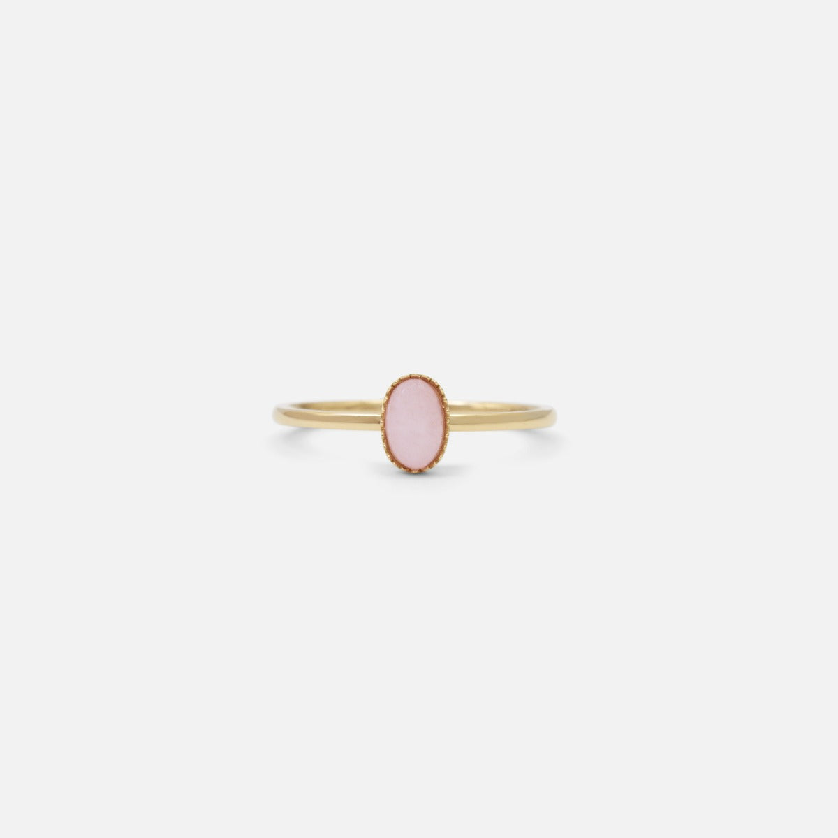 Set of golden stainless steel rings with pink stone and pearl