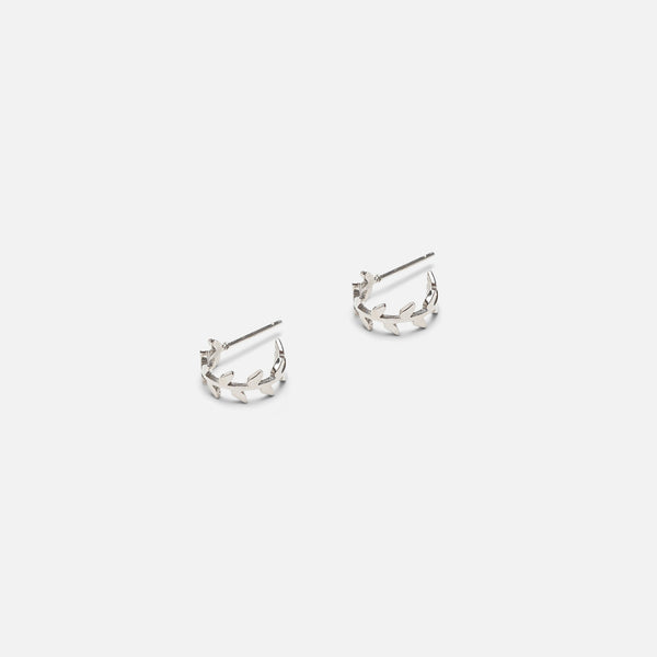 Charger l&#39;image dans la galerie, Boucles d’oreilles anneaux argentés avec motif feuilles
