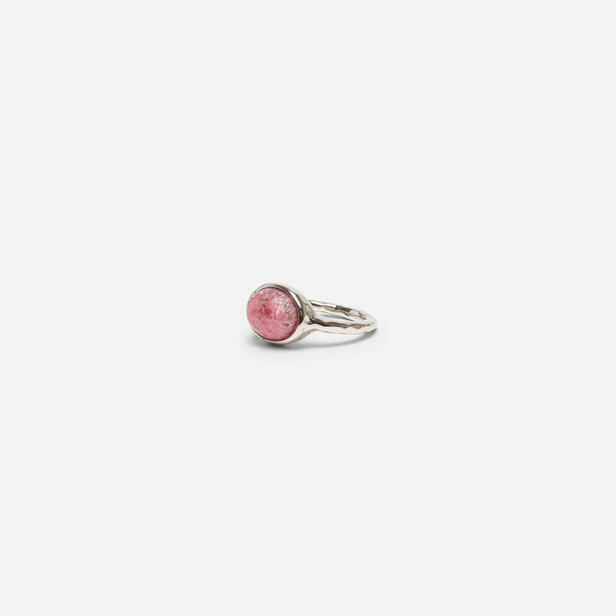 Silver ring with pink stone in stainless steel