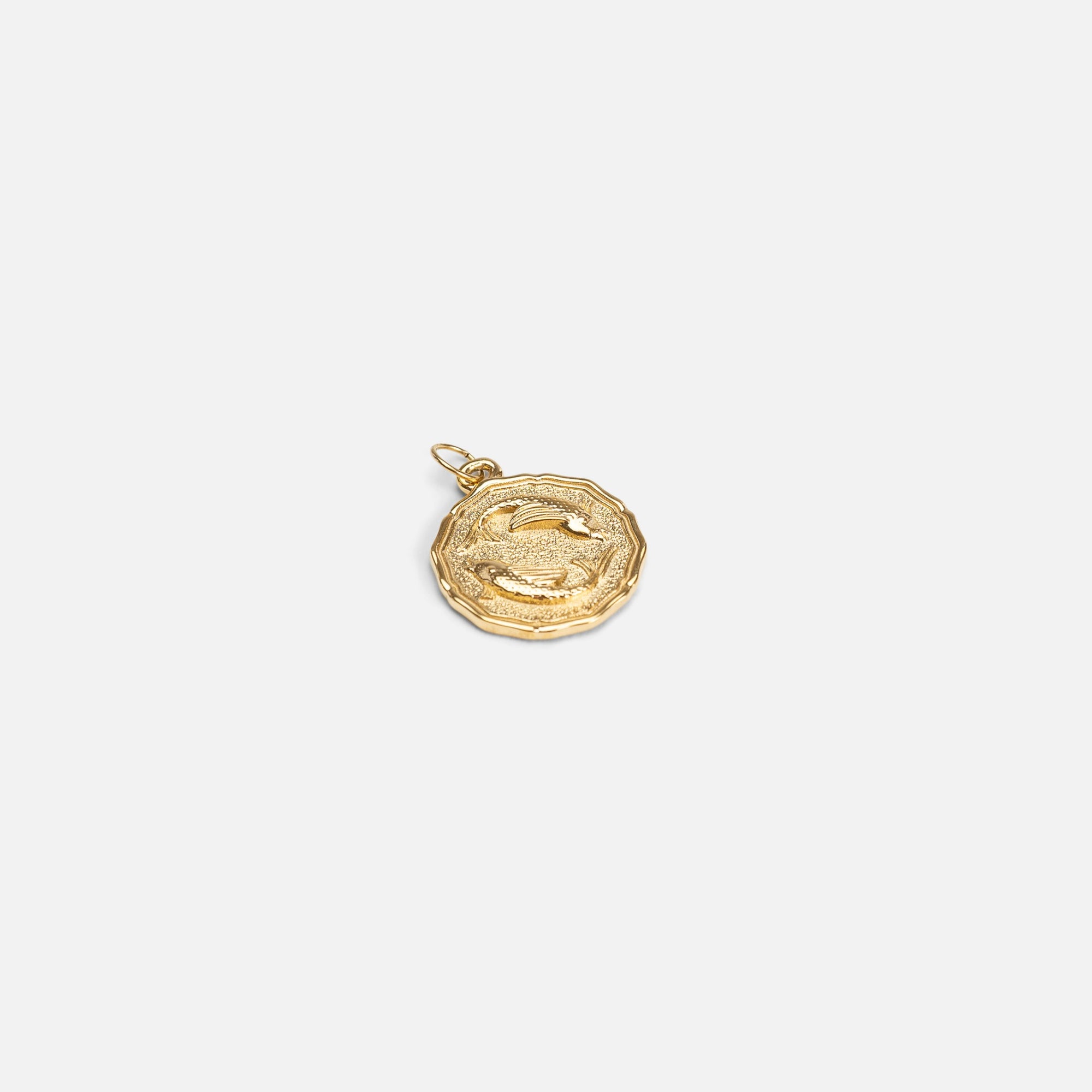 Golden "pisces" zodiac sign charm