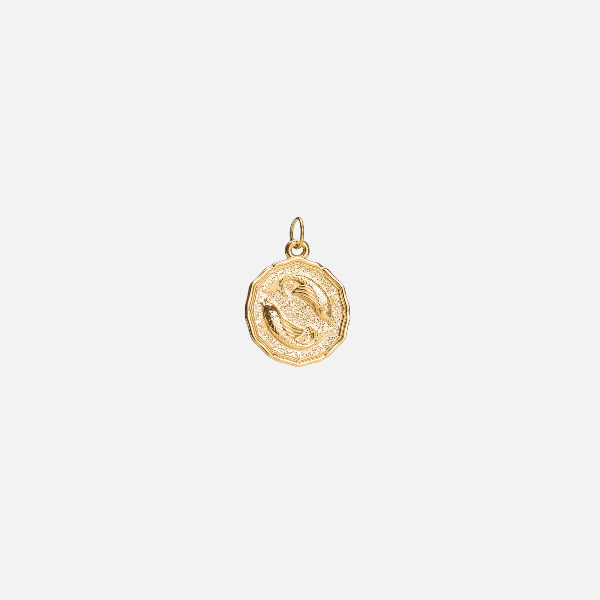 Golden "pisces" zodiac sign charm