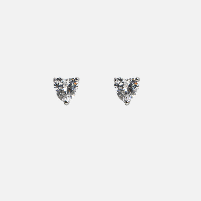 Boucles d’oreilles argentées fixes cœur en acier inoxydable