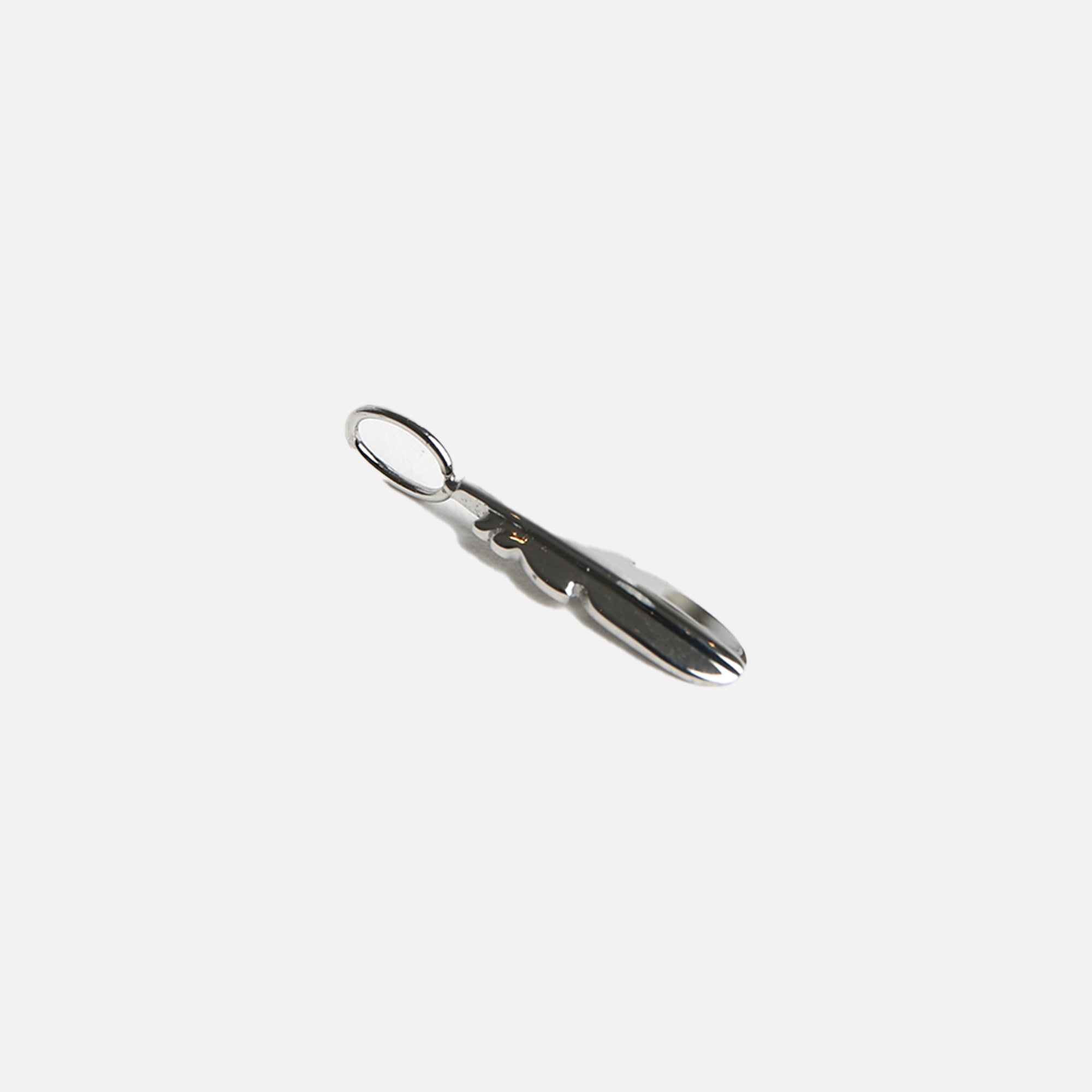 Silvered stainless steel feather charm