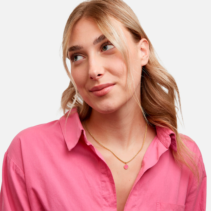 Breloque bonhomme sourire époxy rose en acier inoxydable
