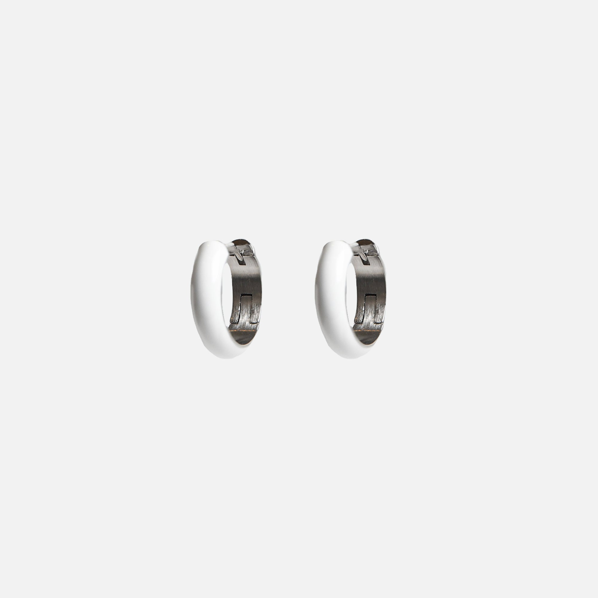 Boucles d'oreilles anneaux blanches en epoxy en acier inoxydable