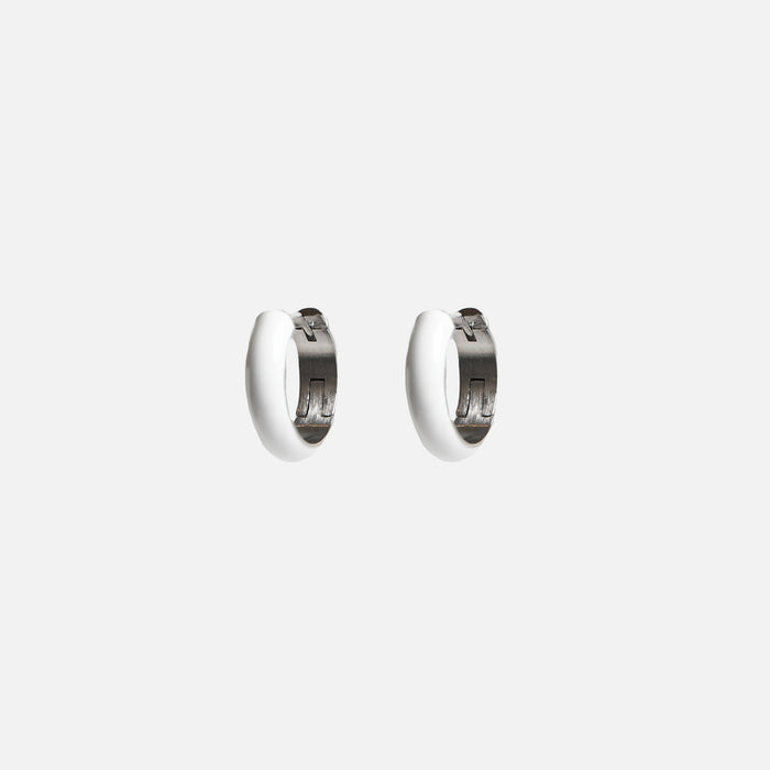Boucles d'oreilles anneaux blanches en epoxy en acier inoxydable
