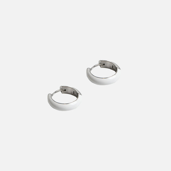 Load image into Gallery viewer, White Huggie earrings in epoxy

