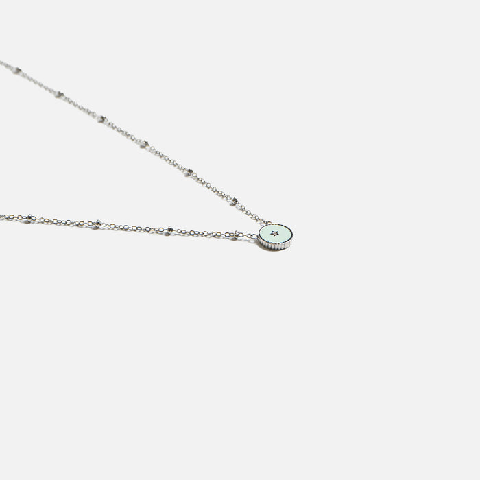 Pendentif argenté étoile et zircon en acier inoxydable