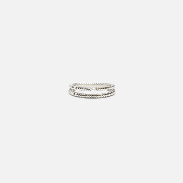 Load image into Gallery viewer, Double silvered ring with stainless steel with pearl
