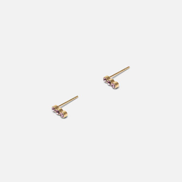 Charger l&#39;image dans la galerie, Boucles d’oreilles dorées avec trois pierres violettes en acier inoxydable

