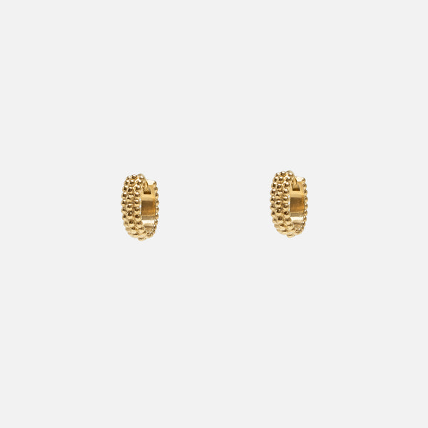 Charger l&#39;image dans la galerie, Boucles d’oreilles anneaux dorées rangs billes en acier inoxydable
