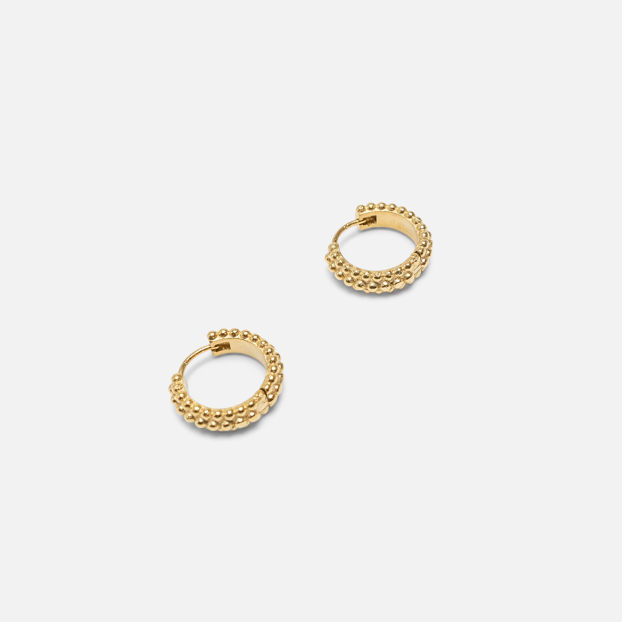 Boucles d’oreilles anneaux dorées rangs billes en acier inoxydable