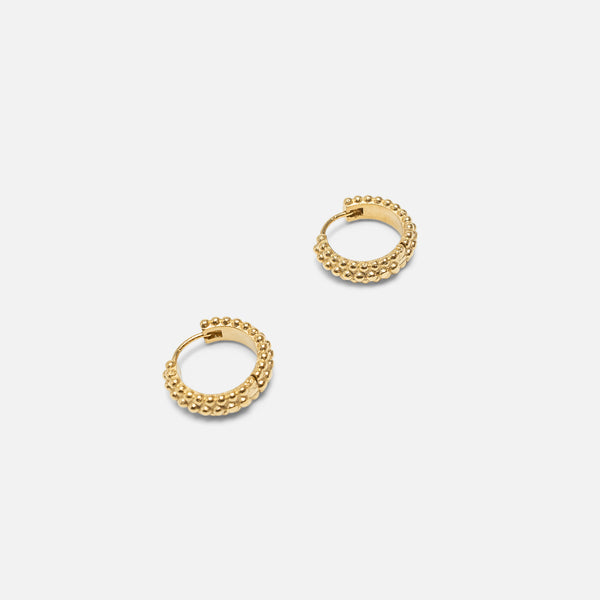 Charger l&#39;image dans la galerie, Boucles d’oreilles anneaux dorées rangs billes en acier inoxydable
