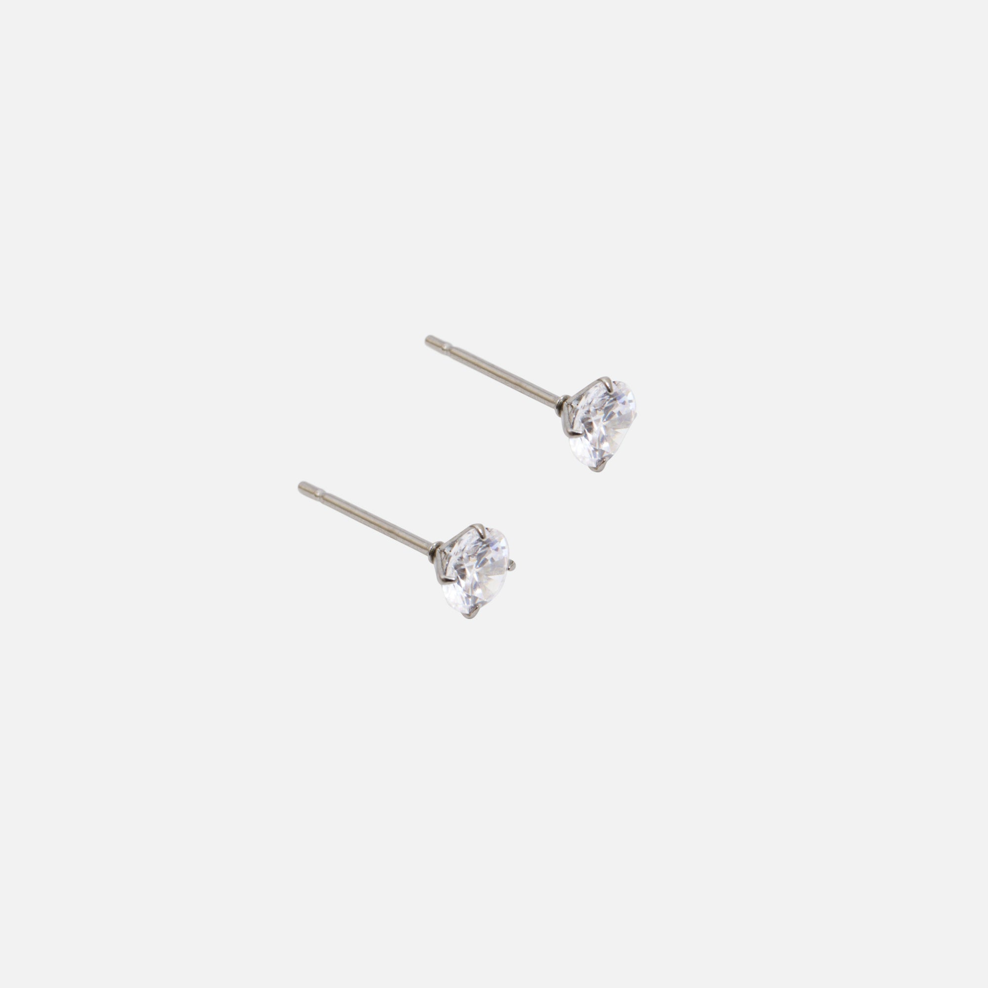 Fixed stainless steel earrings with cubic zirconia