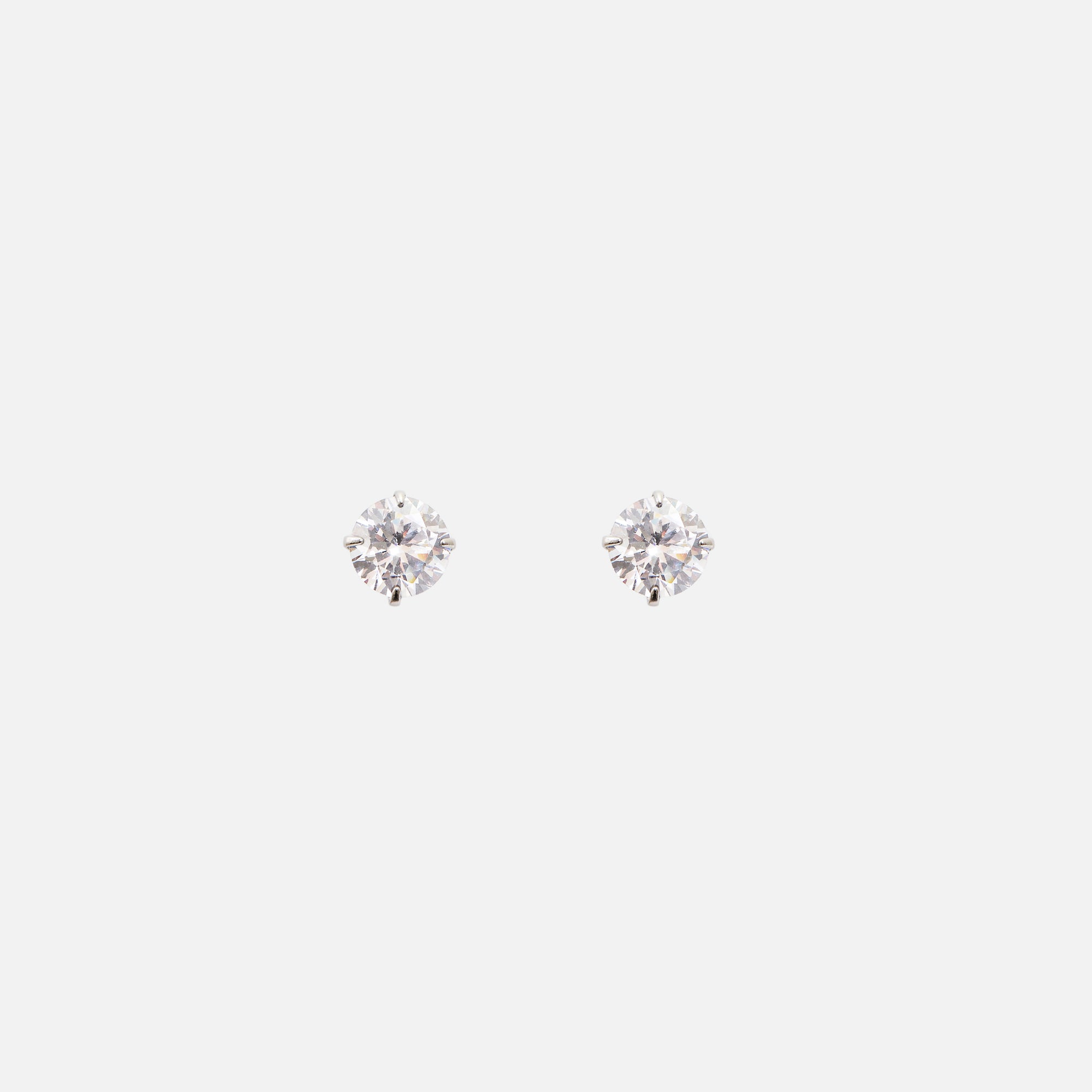 Fixed stainless steel earrings with cubic zirconia