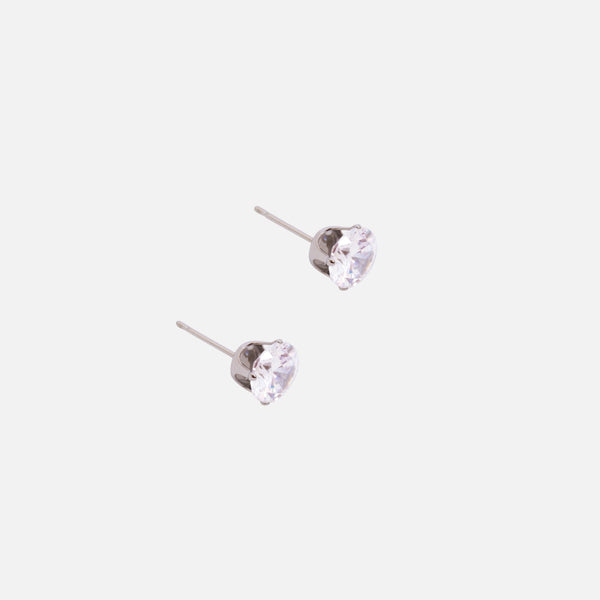 Load image into Gallery viewer, 8 mm stainless steel cubic zirconia stud earrings
