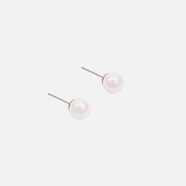 Load image into Gallery viewer, 8mm pearl earrings in stainless steel
