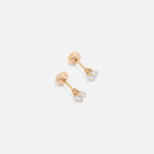 Load image into Gallery viewer, Mini 3mm golden earrings with a white zirconia stone with a star shaped
