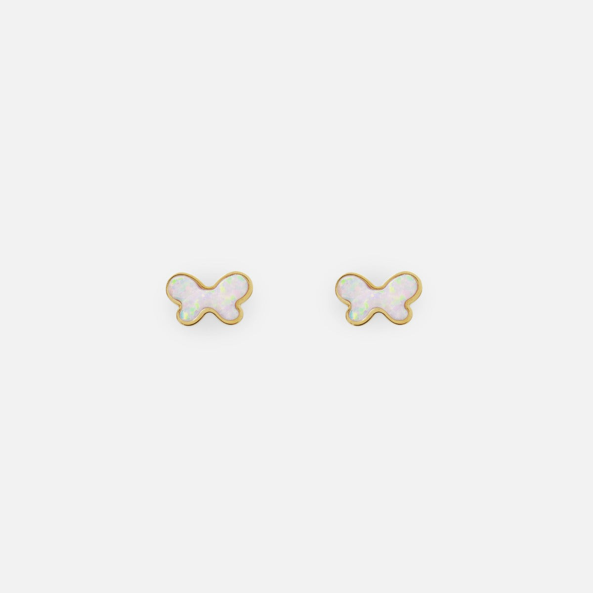 Mini boucles d’oreilles dorées nacre blanc en forme de papillon en acier inoxydable