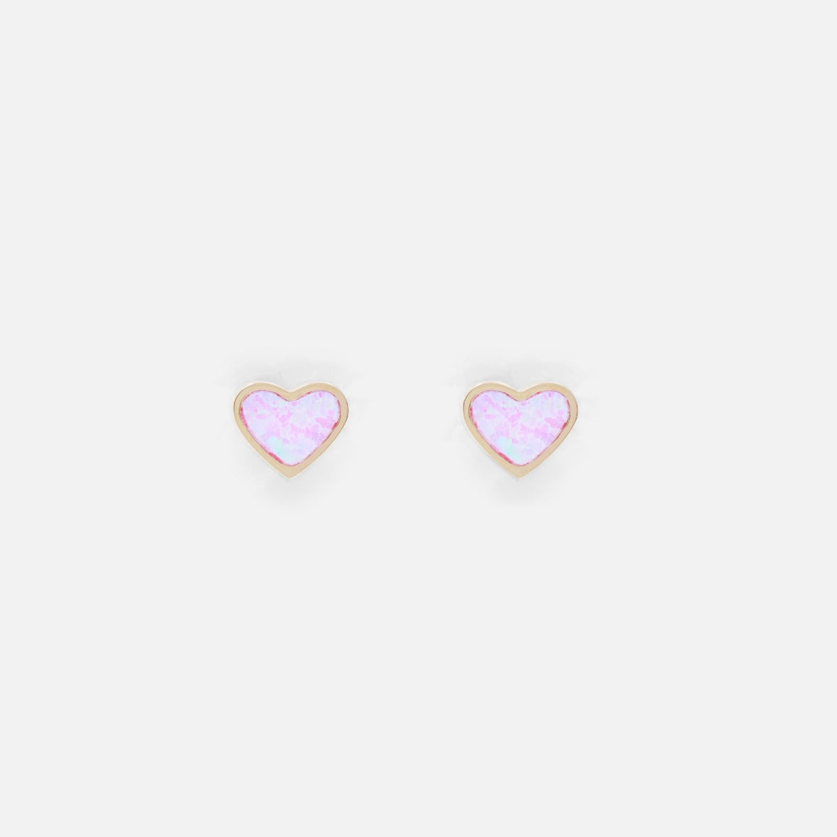 Mini boucles d’oreilles dorées nacre rose en forme de coeur en acier inoxydable