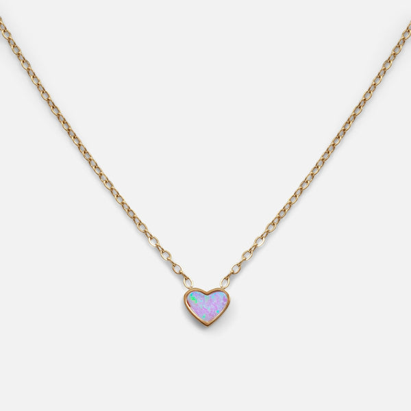 Load image into Gallery viewer, Mini golden 15 inches stainless steel necklace for children with a heart pendant
