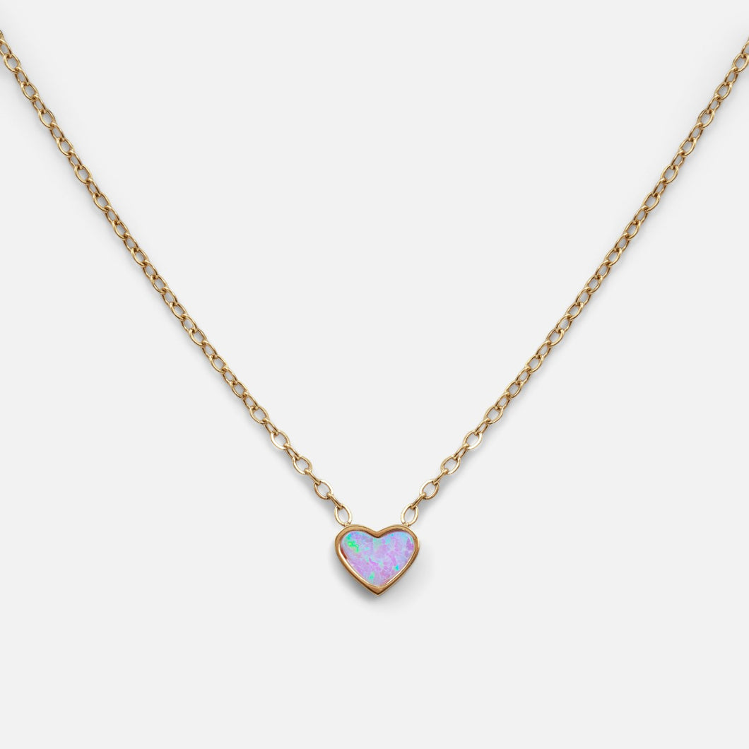 Mini golden 15 inches stainless steel necklace for children with a heart pendant